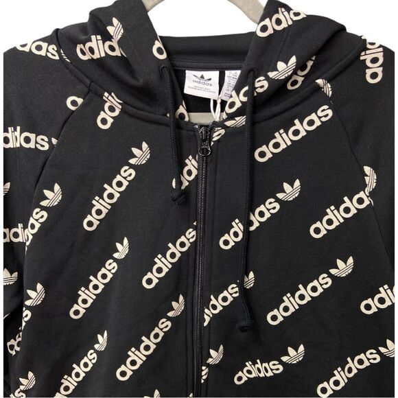 Adidas Originals 'Logomania' repeat logo zip hoodie in black size M - Picture 5 of 8